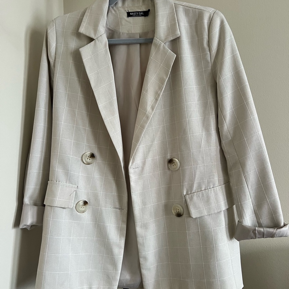Cream plaid blazer